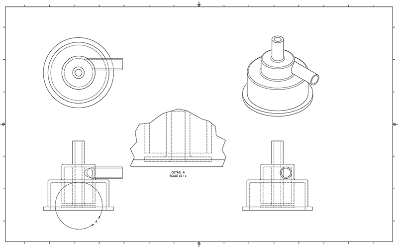 Mechanical drawing of the flow reactor.